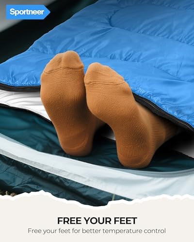 Sportneer Sleeping Bag, 3 Seasons Warm Cold Weather Sleeping Bags for Adults Kids Boys Girls with Compression Sack- Lightweight Camping Essentials Gear Accessories, Backpacking, Hiking