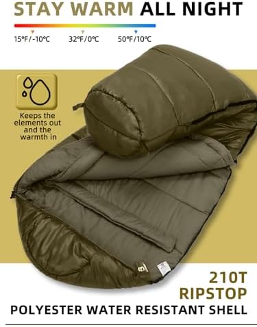 Bessport Mummy Sleeping Bag | 15-45 ℉ Extreme 3-4 Season Sleeping Bag for Adults Cold Weather– Warm and Washable, for Hiking Traveling & Outdoor Activities