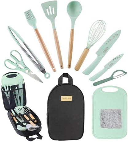 Camping Cooking Utensils Set, Silicone Cookware for Travel BBQ