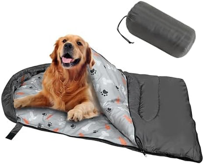 Dog Sleeping Bag Waterproof Warm Packable Dog Bed Mat with Storage Bag for Indoor Outdoor Travel Camping Hiking Backpacking (Grey)