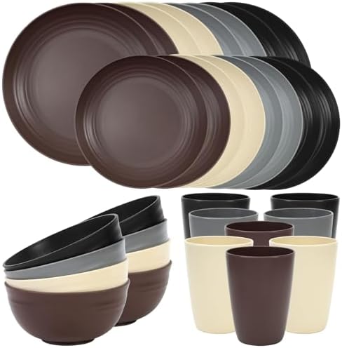Quatish 32 Piece Plates and Bowl Set for 8, Dinnerware Dish Set for Kitchen