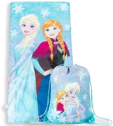 Jay Franco Disney Frozen Sparkle Slumber Sack - Cozy & Warm Kids Lightweight Slumber Bag/Sleeping Bag - Featuring Anna and Elsa (Official Disney Product)