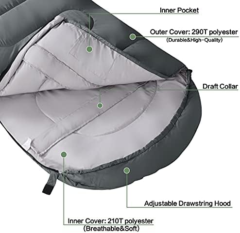 SOULOUT 3-4 Season Sleeping Bag for Adults & Teens - Camping