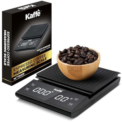 Kaffe Coffee Scale with Timer (3kg Max / 0.1g) - AAA Batteries Not Included - Backlit LCD Display - High Precision Espresso Scale - Coffee & Food Kitchen Scale - Espresso Accessories for Baristas
