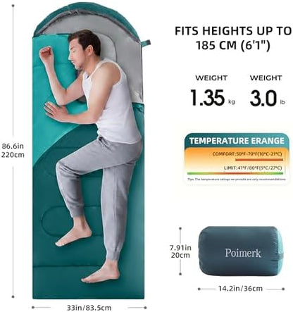 Lightweight Compact Sleeping Bag for Adults & Kids Camping Backpacking Warm