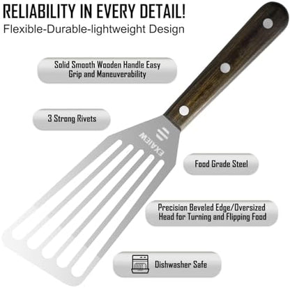 2 Pcs Fish Spatula Stainless Steel，Commercial Metal Spatula Turners