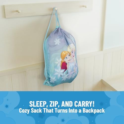 Jay Franco Disney Frozen Sparkle Slumber Sack - Cozy & Warm Kids Lightweight Slumber Bag/Sleeping Bag - Featuring Anna and Elsa (Official Disney Product)
