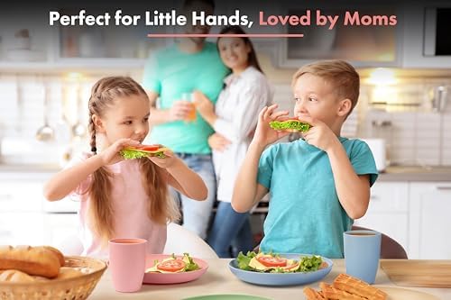 FOODLE Wheat Straw Dinnerware Set - Non-Toxic Kids Plates and Bowls Sets