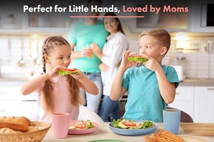 FOODLE Wheat Straw Dinnerware Set - Non-Toxic Kids Plates and Bowls Sets
