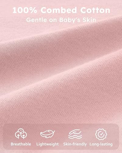 Baby Sleep Sack 0-6 Months 0.5 TOG, 100% Cotton Baby Wearable Blanket 2 Pack with 2-Way Zipper, Lightweight Sleep Bag for Boys ＆ Girls Newborn Infant Breathable Sleeing Sack Pink Tulip