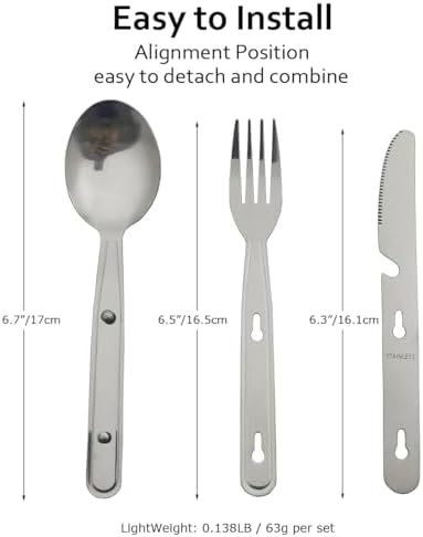 4-in-1 Camping Utensils Hiking Cutlery Set with Carrying Bag - 3 Pack