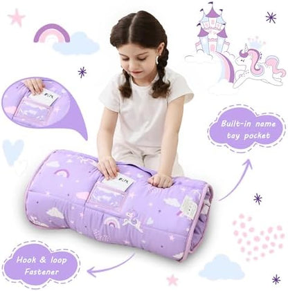 Lasoftan Toddler Nap Mat with Pillow and Blanket, Extra Large Rolled Napping Mats,Slumber Bags for Boys Girls,Kids Sleeping Bag for Daycare, Preschool Travel Camping