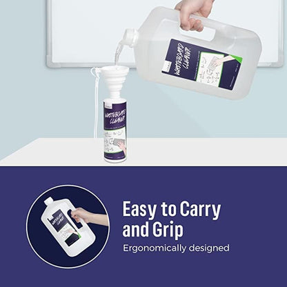 Loukin Non-Toxic Whiteboard Cleaner, 1 Gallon (128 fl oz) Dry Erase Board Cleaner Ready-to-Use Refill, Connected Collapsible Silicone Funnel for Canned Liquid, Removes Whiteboard Stains