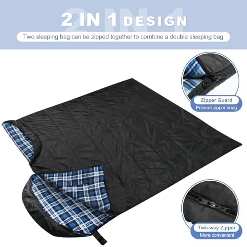 Cotton Flannel Sleeping Bag for Adults, Lightweight Sleeping Bag