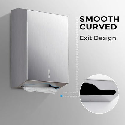 Paper Towel Dispenser Wall Mount - Multifold Trifold Paper Towel Dispensers, Large Capacity Stainless Steel Tissue Holder, Suitable for Bathrooms and Public Places