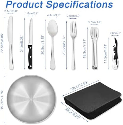 Camping Utensils, Camping Essentials 2-4 Person 11pcs/21PCS with Spoons Plates Forks Knives Travel Utensils with Case, Accessories Set for Grill Outdoor Car Picnic Essentials