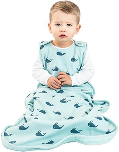 Woolino 4 Season Ultimate Baby Sleep Sack – Merino Wool Baby Sleeping Bag, Organic Cotton Outer, Temperature Regulating Wearable Blanket, All Season, 2 Months–2 Years - Whales