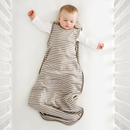 Woolino 4 Season Ultimate Baby Sleep Sack – Merino Wool & Organic Cotton Baby Sleep Bag, Universal Size Wearable Blanket, Adjustable Sleep Sack for Baby 2–24 Months - Earth