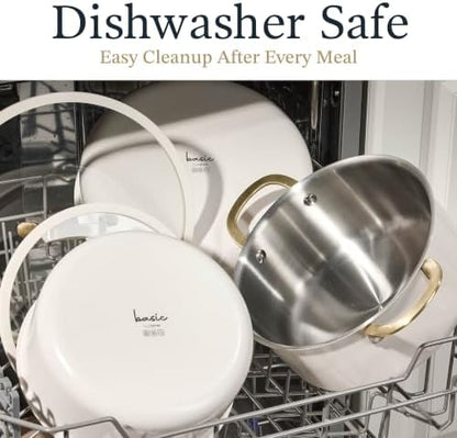 CAROTE 21pcs Tri-Ply Stainless Steel Cookware Set with Detachable Handle