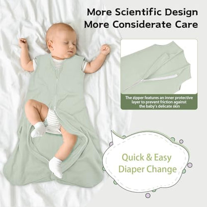 Baby Sleep Sack 0-6 Months, 100% Cotton Wearable Blanket, 0.5 Tog, 3 Pack