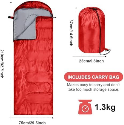Tudomro 2 Pcs Camping Sleeping Bag for Adults Lightweight Packable Waterproof Camping Gear Equipment to Keep Warm for Outdoor Backpacking Hiking Travel