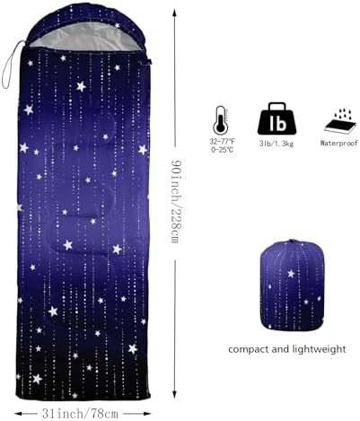 QOOMO Camping Sleeping Bags,3 Season Warm & Cool Weather,Lightweight,Waterproof Sleeping Bags for Adults & Kids,Traveling,and Outdoors,Camping Gear Equipment