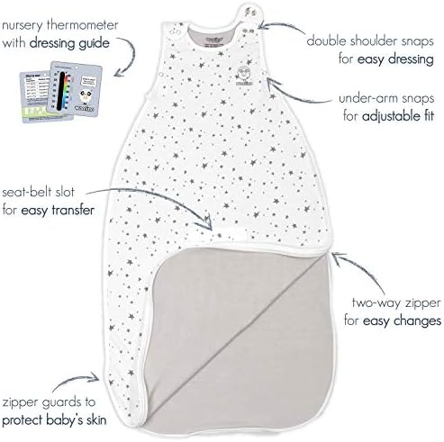 Woolino 4 Season Ultimate Baby Sleep Sack, Merino Wool Baby Sleeping Bag, Organic Cotton Outer, Adjustable 2-24 Months Size Fits Infants & Toddlers - Rainbow