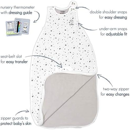 Woolino 4 Season Ultimate Baby Sleep Sack, Merino Wool Baby Sleeping Bag, Organic Cotton Outer, Adjustable 2-24 Months Size Fits Infants & Toddlers - Rainbow