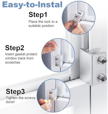 Sliding,Window Locks for Horizontal Sliding Windows,Window Security Lock with Key,Adjustable Aluminum Easv to Install Window Stopper,Window Locks for Up and Down Windows (12 Sets Silver)