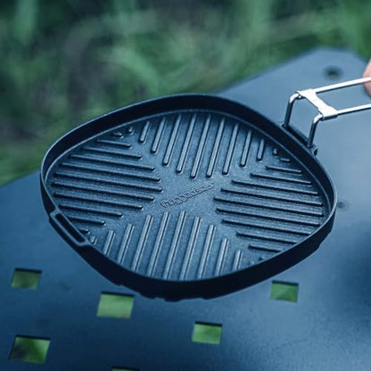 Camping Cooking Set, Outdoor Cookware with Pot, Steamer, Griddle, Cutting Board & Storage Case, Lightweight Hard-Anodized Aluminum Cook Set for Backpacking, Hiking & Camp Cooking