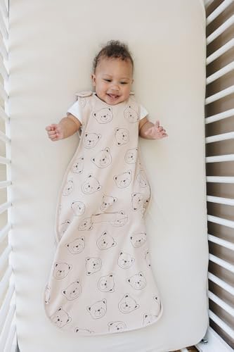 Woolino Ultimate Baby Sleep Sack – 4 Season Merino Wool Sleeping Bag, Organic Cotton Outer, Temp Regulating Blanket, Adjustable Sleep Sack Universal Size 2–24 Months - Teddy Bear