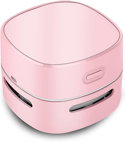 ODISTAR Desktop Vacuum Cleaner, Mini Table dust Sweeper Energy Saving,High Endurance up to 400 mins,360º Rotatable Design for Keyboard/Home/School/Office (Pink Charging)