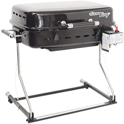 Flame King - YSNHT500 RV Or Trailer Mounted BBQ - Motorhome Gas Grill - 214 Sq Inch Cooking Surface - Adjustable Flame Controller, Black
