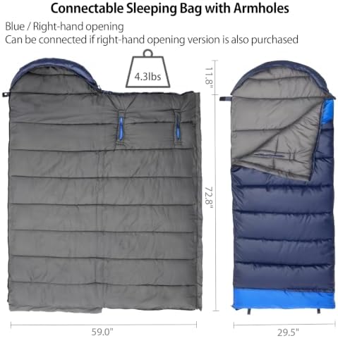 Wind Tour 3 Season Lightweight Waterproof Sleeping Bag Indoor & Outdoor for Hiking Backpacking Camping Traveling