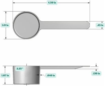 2 Tablespoon (1/8 Cup | 1 Oz. | 6 Teaspoon | 29.6 mL) Long Handle Scoop for Measuring Coffee, Pet Food, Grains, Protein, Spices and Other Dry Goods (Pack of 25)