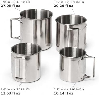 KOKKOYA Stainless Steel Camping Cups Mug Small Backpacking Bush Pot Set