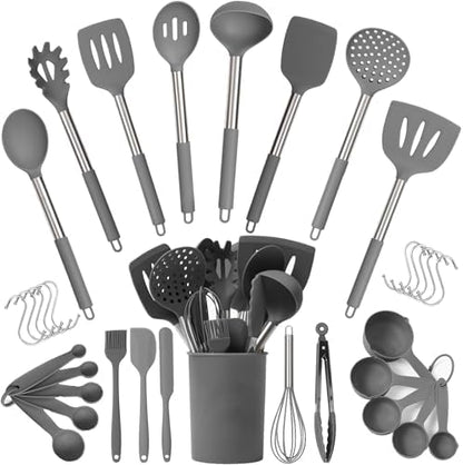 34 PCs Silicone Kitchen Utensils Set, Stainless Steel 450F Heat Resistant