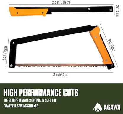 AGAWA - BOREAL21-21 Inch Folding Saw with All-Purpose Saw Blade - Camping Gear For Hiking, Fishing, Hunting, Bushcraft & Survival Kit (Black Frame/Yellow Handle)
