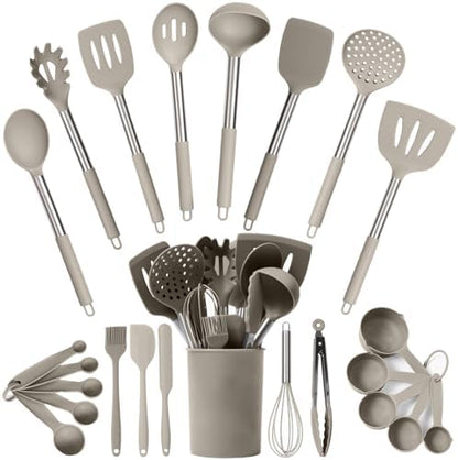 24 PCs Silicone Kitchen Utensils Set, Stainless Steel 450F Heat Resistant