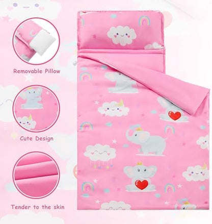 MORAIS Toddler Nap Mat with Pillow and Blanket, 52" x 20" Lightweight and Soft Nap Mat for Preschool, Daycare, Travel Sleeping Bags