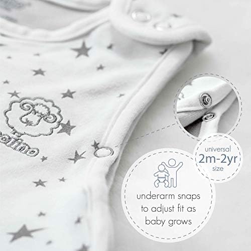 Woolino 4 Season Ultimate Baby Sleep Sack – Merino Wool Baby Sleep Bag, Organic Cotton, Temperature Regulating Wearable Blanket, Adjustable Sleep Sack 2–24 Months, All Season - Star Gray