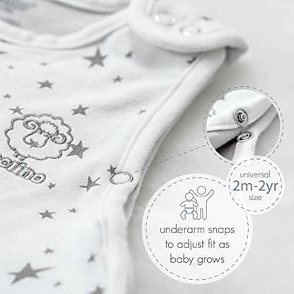 Woolino 4 Season Ultimate Baby Sleep Sack – Merino Wool Baby Sleep Bag, Organic Cotton, Temperature Regulating Wearable Blanket, Adjustable Sleep Sack 2–24 Months, All Season - Star Gray