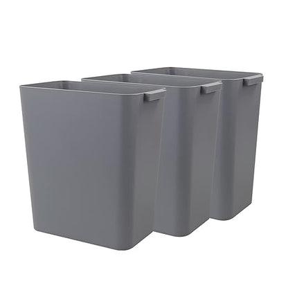 3-Pack Gray 4.5 Gallon Plastic Trash Can Wastebasket, Garbage Container Bin