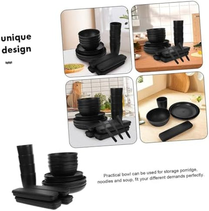 Black Reusable PP Dinnerware Set Xmas for Picnic Camping 4 Sets