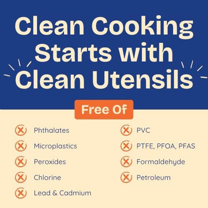 NonToxic Platinum Silicone Utensils, 100% Plastic-Free, 2-Pcs, Beige