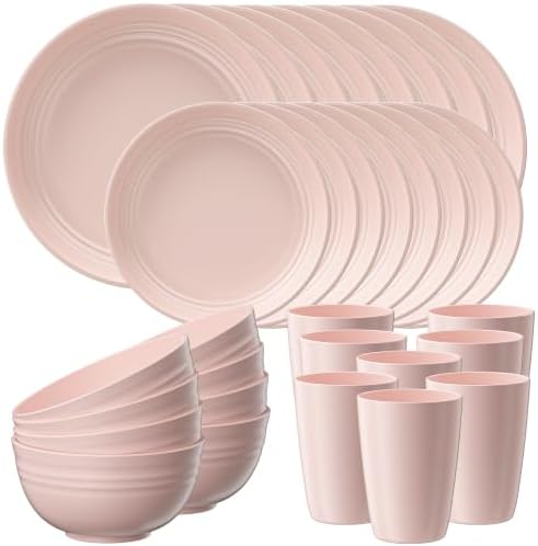 Quatish 32 Piece Plates and Bowl Set for 8, Dinnerware Dish Set for Kitchen