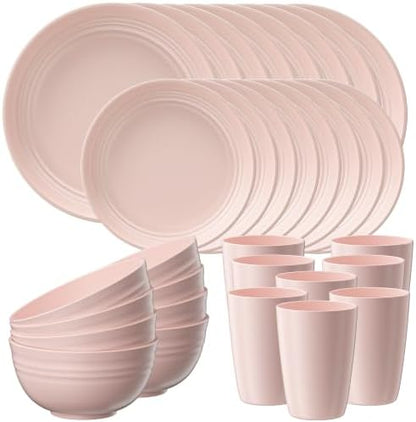 Quatish 32 Piece Plates and Bowl Set for 8, Dinnerware Dish Set for Kitchen