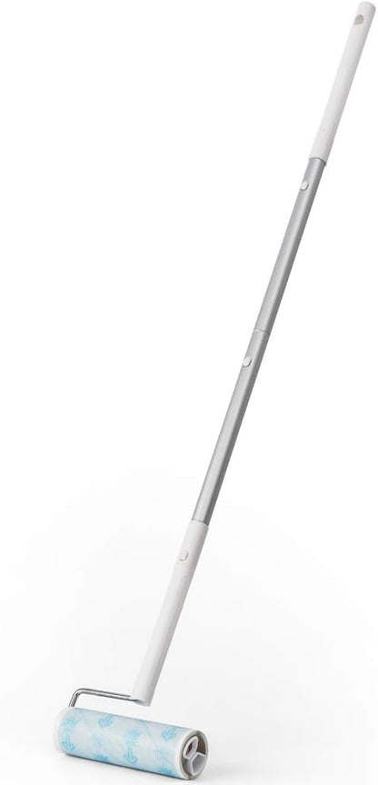 UNIKON 802 Lint Roller Sticky Roller Pet Hair Roller, Long Handle Sticky Mop With 4-Foot Extendable Handle 30 Sheets Roller