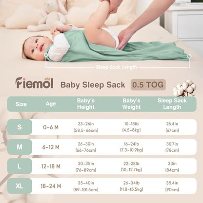 Baby Sleep Sack 12-18 Months 0.5 Tog Soft Sleeping Bag 100% Cotton