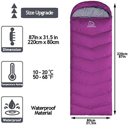 XL Size Upgraded Version of Camping Sleeping Bag 4 Seasons Warm and Cool, Lighter Weight, Adults and Children Can Use Waterproof Camping Bag, Travel and Outdoor Activities